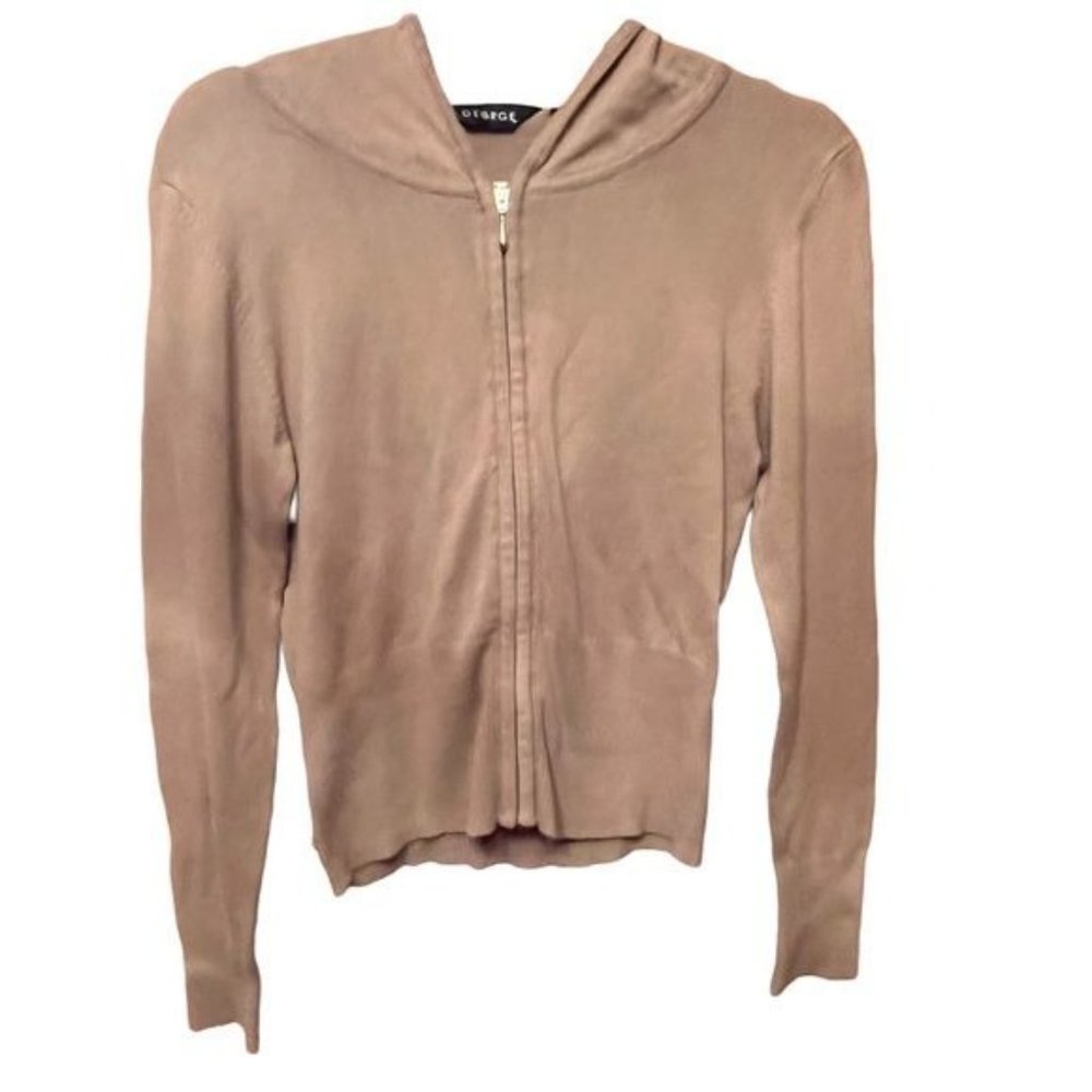 George Girl’s Sweater Zip Up Hoodie Jacket Long Sleeve Brown Tan Sz XL (14-16)